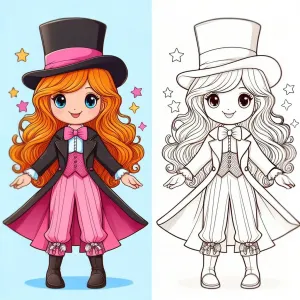 Girl Dressed up as a Magician with Hat and Cape 👧🎩👘