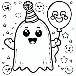 Halloween Spooky Ghost with Hat and Holding a Ball ππ»π§’π
