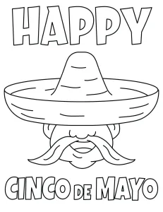 Happy Cinco de Mayo - Man with Long Moustache Wearing Mexican Hat, Eyes Hidden 🎉🎩🌶️ 🎉🎩🌶️