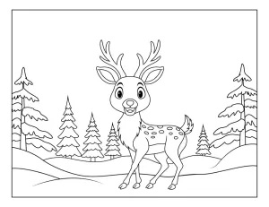 Happy Deer Standing in a Snowy Winter Forest 🦌❄️🌲