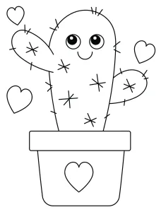Happy Face Cactus Surrounded by Hearts in Pot Decorated with Heart π΅πππ