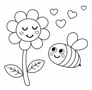 Happy Flower and Busy Bee in Springtime 🌸🐝🌿