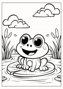 Happy Frog Sitting on Leaf in a Pond 🐸🍃🌊