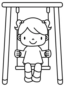 Happy Girl Sitting on Swing in Playground 👧🎠😊🌳