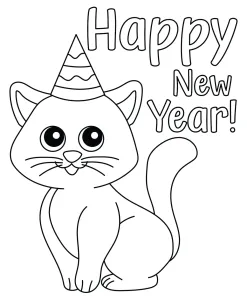 Happy New Year Cute Cat with Party Hat 🐱🥳