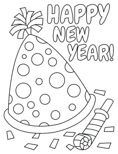 Happy New Year! Party Hat with Polka Dots and Party Blower 🎉🎶