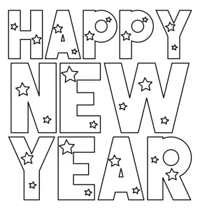 Happy New Year Text with Star Decorations on the Letters 🎉🌟✨