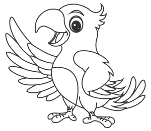 Cheerful Parrot Standing with Wings Open and a Big Smile  Tags: 🦜🌴😊✨