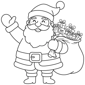 Happy Santa Claus with a Gift Sack 🎅🎁🐻