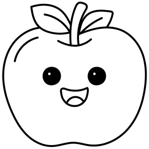 Happy Smiling Apple with Leaves and Stem πππ