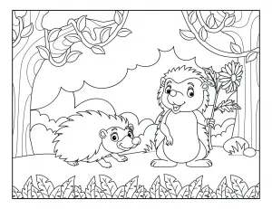 Hedgeshogs in the Forest, One Hedgehog Holding a Flower π¦πΌπ²β¨