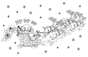 Ho Ho Ho Santa on Sleigh Pulled by Reindeer  🎅🦌✨🎁❄️