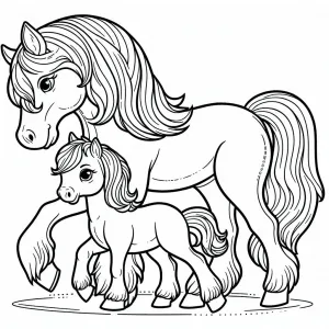 Mother Horse with Baby Foal Walking 🐴👶🚶