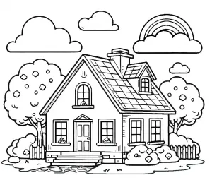 House with Trees and Rainbow π π³π