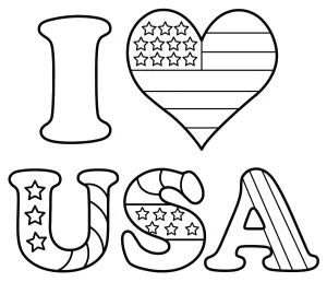 I Love USA Text with Heart and US Flag 🇺🇸❤️🎇