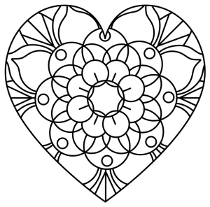 Intricate Heart Pattern with Floral Designs and Circles πΈπ