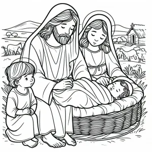 Nativity Scene with Baby Jesus Joseph and Maria