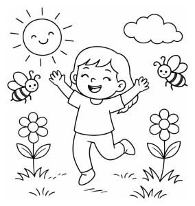 Joyful Girl with Friendly Bees in a Sunny Garden πππΈ