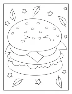 Kawaii Burger Making a Funny Face with Eyes Closed and Teeth Out πππ