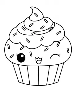 Kawaii Cupcake with Cream on Top Decorated with Sweets Winking 🧁😊💖