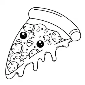 Kawaii Slice of Pizza with Salami and Mushrooms 🍕🍄😊💖