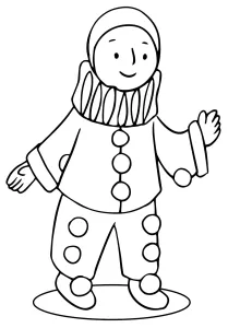 Kid Dressed Up as Harlequin Clown Pierrot Waving 🤡🎭🎉✨