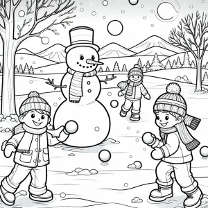 Kids Playing Outside Throwing Snowballs 👦👧❄️