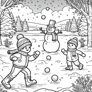 Kids Playing Outdoors in the Snow with a Snowman  ⛄❄️👦👧