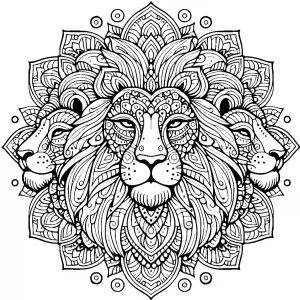 Lion Heads Mandala Style 🦁🎨✨