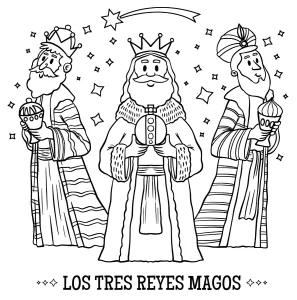 Los Res Reyes Magos - Wise Men Holding their Gifts Under Starry Sky with Shooting Star 🌠✨🎁🎇