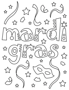 Mardi Gras Funny Text Surrounded by Mask, Streamers and Stars 🎭🎉🎊