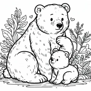 Mother Bear with Cute Baby Cub in Nature 🐻👶🌿