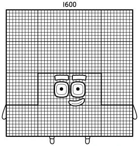 Numberblock 1600 with a Friendly Face 🔢😊