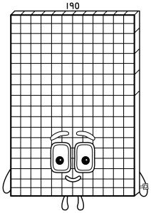 Numberblock 190 is a friendly giant with a calm smile 🧡📐🔢