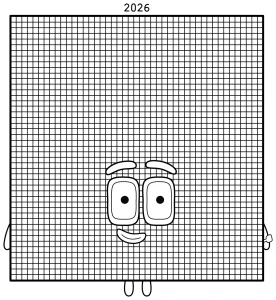 Numberblock 2026 with a friendly face and a cheerful smile 🔢😊