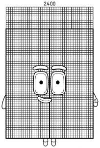 Numberblock 2400 with a Friendly Face and Place Value Structure 🔢😊