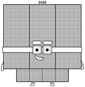 Numberblock 3400 with a Friendly Face and Purple Belt ๐งก๐ข๐