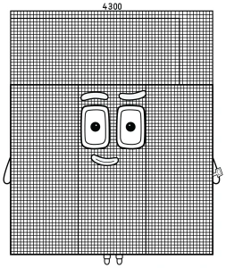 Numberblock 4300 with a friendly face 🏰🟡🟢