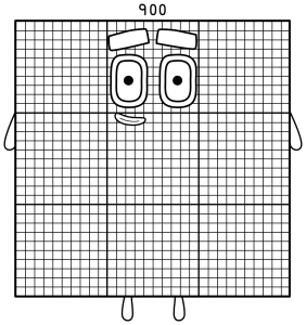 Numberblock 900 - Giant Square Number with Blue Eyebrow Blocks π’π