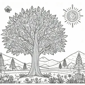 Oak Tree with Sun 🌳☀️