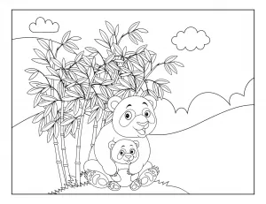 Panda Holding Baby Panda Sitting Next to Bamboo 🐼🌿👶