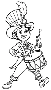 Patriotic Drummer Boy with American Flag Hat and Marching Drum 🇺🇸🥁🎉