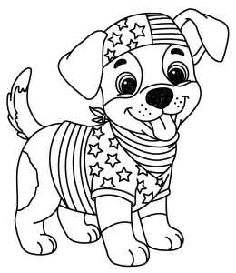 Patriotic Puppy Wearing Stars and Stripes Outfit 🐶🇺🇸🎇✨🦴