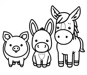 Pig Donkey Horse 🐷🐴🐮