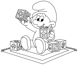 Playful Baby Smurf with Building Blocks 🧒🧱😊