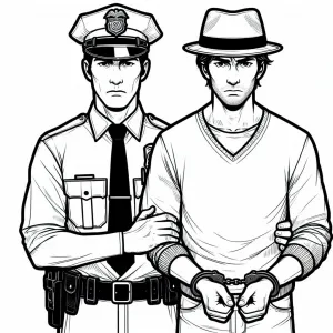Policeman Holding a Thief with Handcuffs by the Arm 👮♂️🤝
