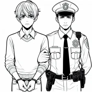 Policeman Holding Young Handcuffed Thief by the Arm 👮‍♂️👦🔗