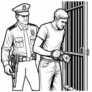 A Police Officer Putting a Handcuffed Thief in Prison 👮‍♂️🤝🔒