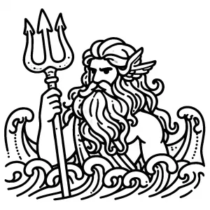 Greek God Poseidon with Trident Torso in Waves 🌊🔱