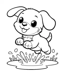 Puppy Jumping in Puddle of Water 🐾💦🐶